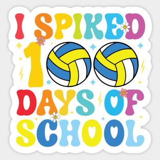I Spiked 100 Days of School Volleyball Retro Teacher Student Sticker